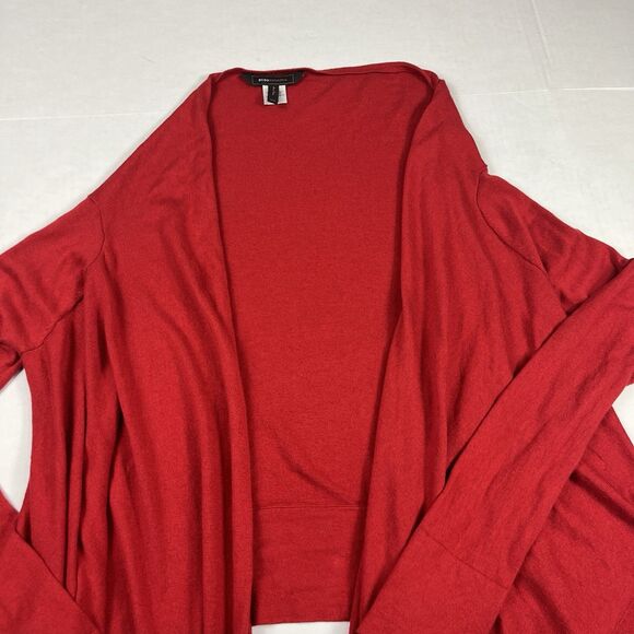 BCBGMaxazria Open Front Cardigan Bold Red Asymmetric Draped Flowy Sweater XS/S - Picture 3 of 11